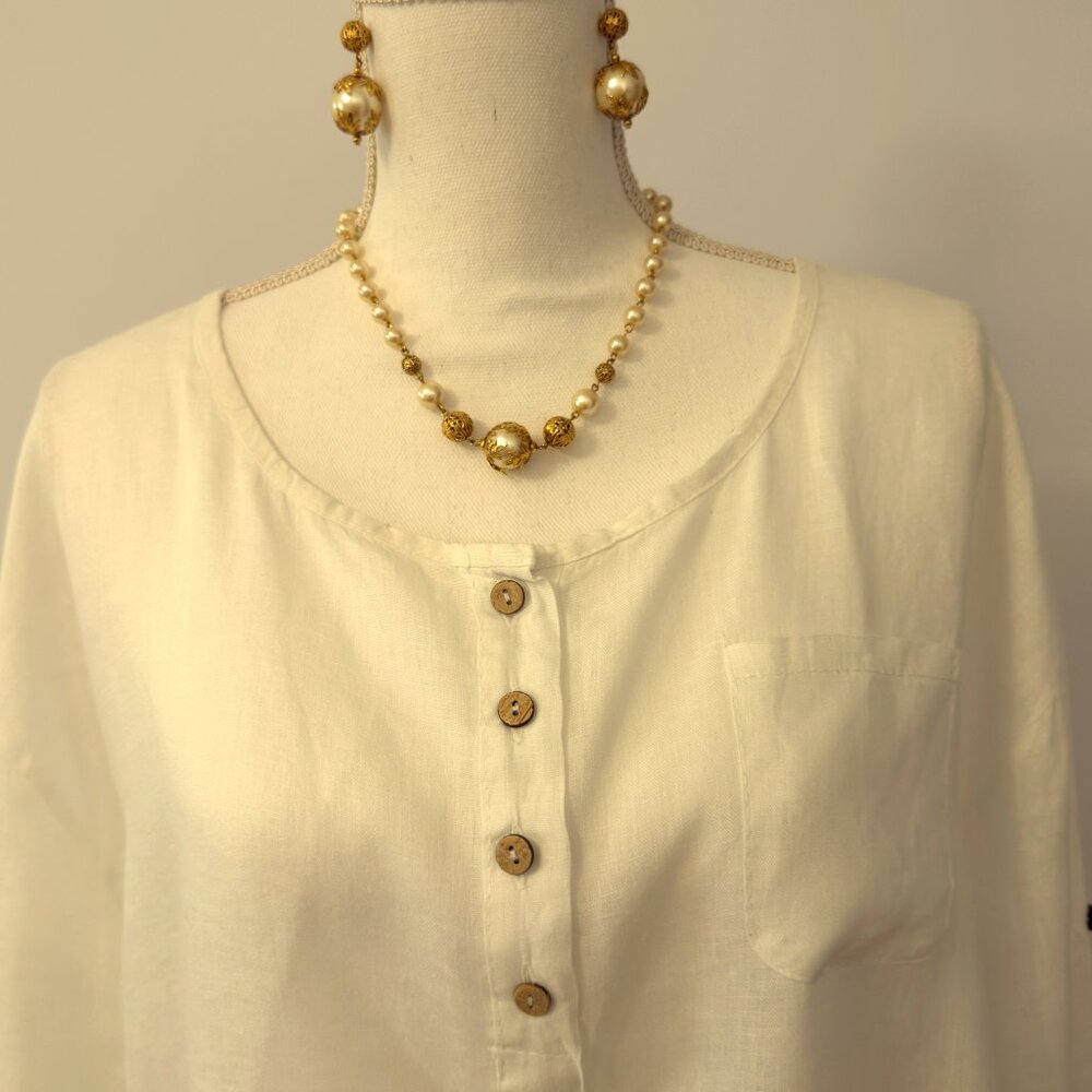 Italian White Linen and Lace Tunic